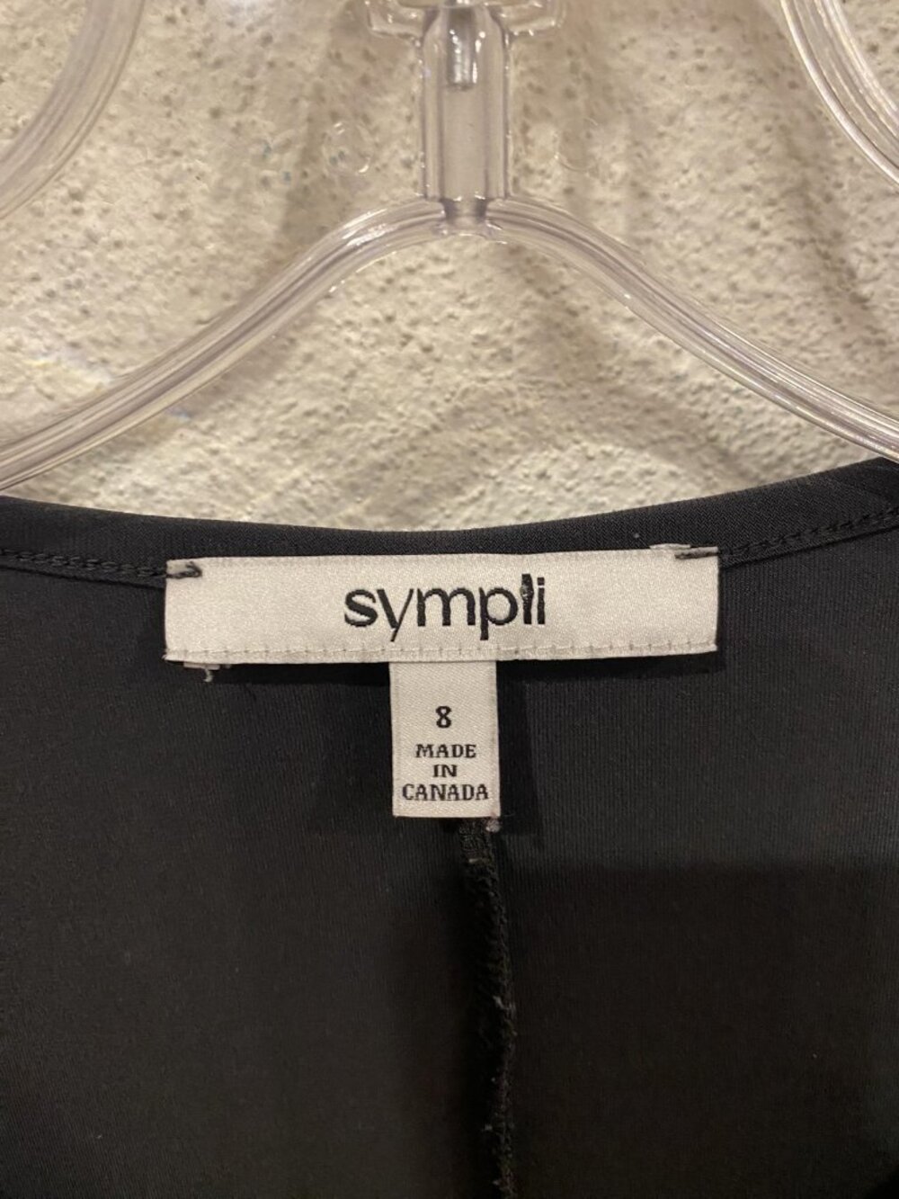 Sympli Etch Tunic Shirt Womens 8 Black Jersey V Neck Long Sleeve Asymmetrical - Picture 3 of 4